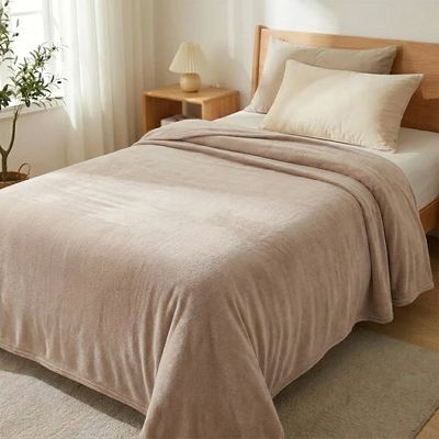 Manta Solteiro Fleece Lisa 150x220 Andreza Bege