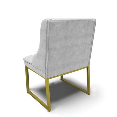 Cadeira Sala De Jantar Industrial Dourado Kit 6 Liz Suede Cinza D03 - D'rossi