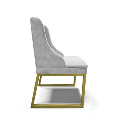 Cadeira Sala De Jantar Industrial Dourado Kit 4 Liz Suede Cinza D03 - D'rossi