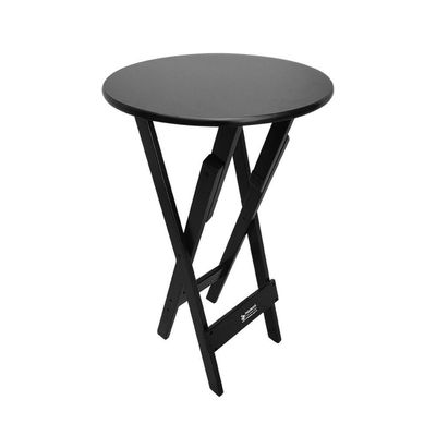 Conjunto Bistrô Mesa Dobrável De Madeira Redonda Com 2 Banquetas Preta - Tarimatã