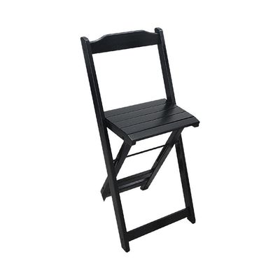 Conjunto Bistrô Mesa Dobrável De Madeira Redonda Com 2 Banquetas Preta - Tarimatã