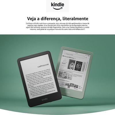 E-Reader Kindle 11ª Geração Amazon com 16GB, Luz integrada e Wi-Fi - Verde