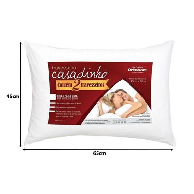 Travesseiro Fibras Pluma Casadinho Casal 2un Ortobom 45X65