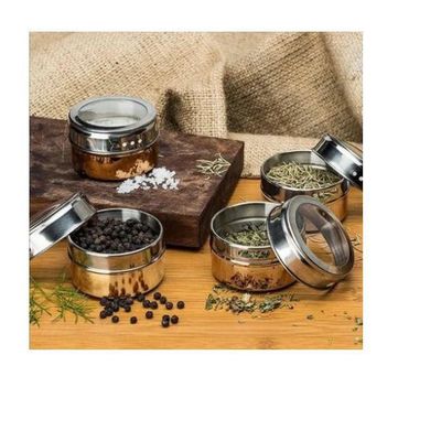 Kit 6 Porta Condimento Tempero Inox Magnético Ima Geladeira