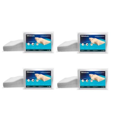 Travesseiro Viscoelástico Kit 4un Conforto Nasa Anatômico Ortobom 38x52x12