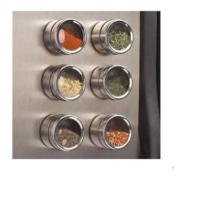 Kit 6 Porta Condimento Tempero Inox Magnético Ima Geladeira