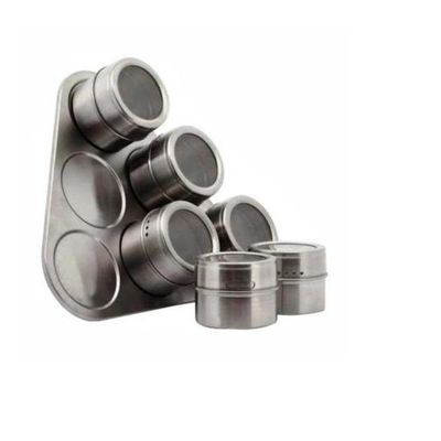 Kit 6 Porta Condimento Tempero Inox Magnético Ima Geladeira