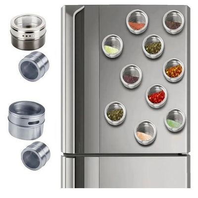 Kit 6 Porta Condimento Tempero Inox Magnético Ima Geladeira