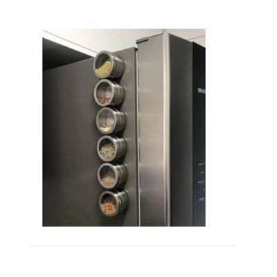 Kit 6 Porta Condimento Tempero Inox Magnético Ima Geladeira