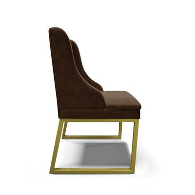 Cadeira Sala De Jantar Industrial Dourado Kit 6 Liz Suede Marrom D03 - D'rossi