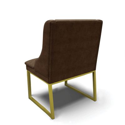 Cadeira Sala De Jantar Industrial Dourado Kit 6 Liz Suede Marrom D03 - D'rossi
