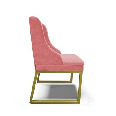 Cadeira Sala De Jantar Industrial Dourado Kit 6 Liz Suede Rosê D03 - D'rossi