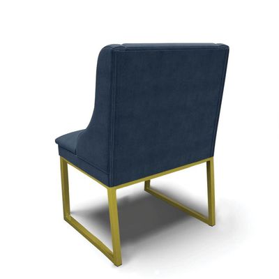 Cadeira Sala De Jantar Industrial Dourado Kit 10 Liz Suede Azul M D03 - D'rossi