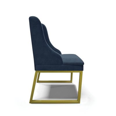 Cadeira Sala De Jantar Industrial Dourado Kit 10 Liz Suede Azul M D03 - D'rossi