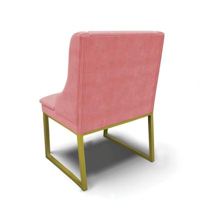 Cadeira Sala De Jantar Industrial Dourado Kit 4 Liz Suede Rosê D03 - D'rossi