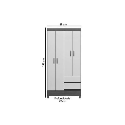 Guarda Roupa Solteiro 4Portas 4.2 Fit Jequitibá S. Andirá