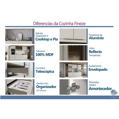 Balcão Cozinha Henn Fineze 2 Gavetas c/Tampo 40cm Areia