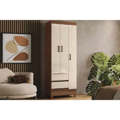 Guarda Roupa Solteiro 3Portas Fit 3.2 Jequitibá/OW S. Andirá