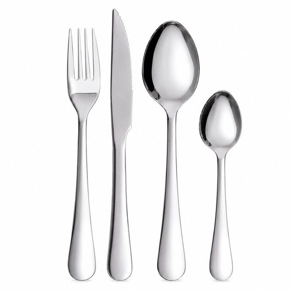 Conjunto 16 Talheres Inox Aco 18/0 com Faca de Churrasco e Cabo Anatomico