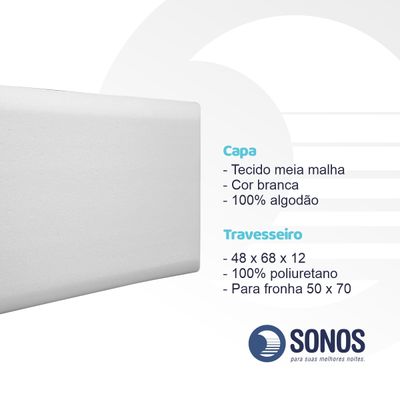 Travesseiro Sonos Nasa Light Médio 12cm De Altura