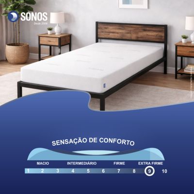 Colchão Sonos Sense Argentum Solteiro Ortopédico Espuma D33 88x188x19 a Vácuo