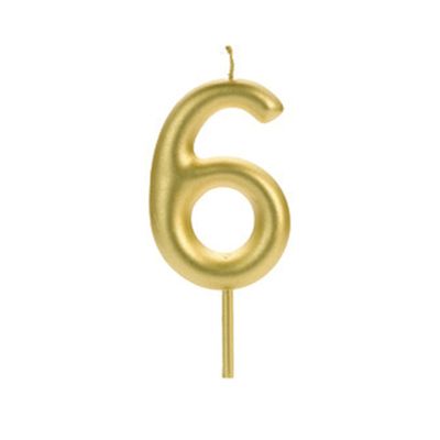 Vela de Aniversário Big Silver Número 6 Dourada UNICA