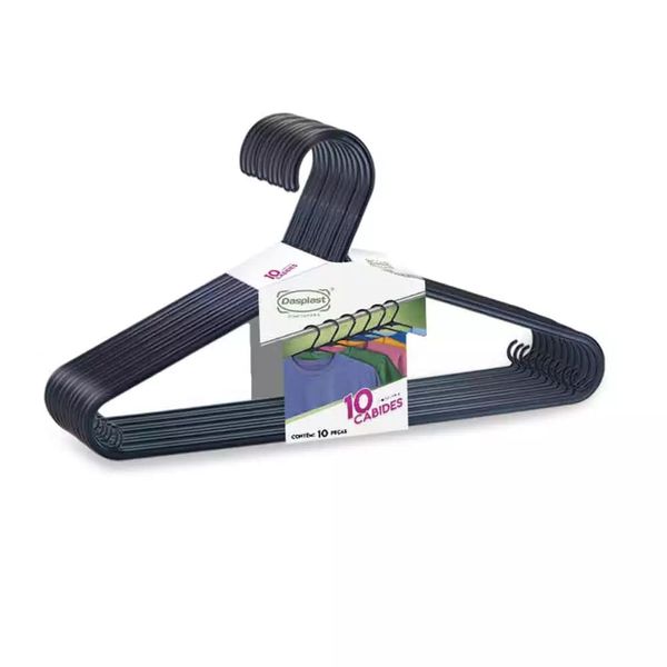 Conjunto de Cabides Dasplast Fun 10 Unidades Plástico Preto UNICA