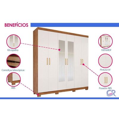 Guarda Roupa Casal 6 Portas c/Esp Clara Jequitiba Panan