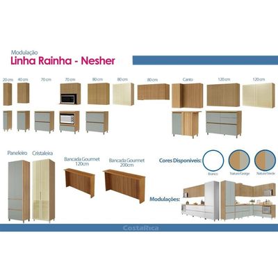 Kit Cozinha Nesher 4 Peças Rainha CZ435 Nature/Verde