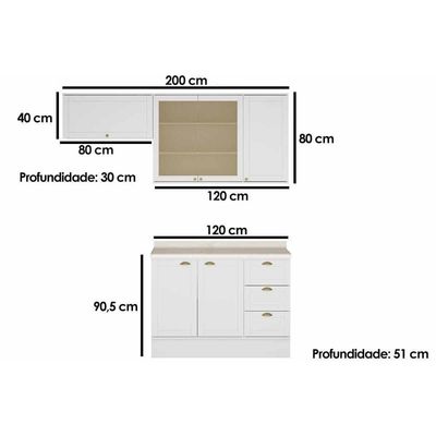 Cozinha Modulada Carraro Bella Carraro 3 Peças C3P23 Nogal/Cinza