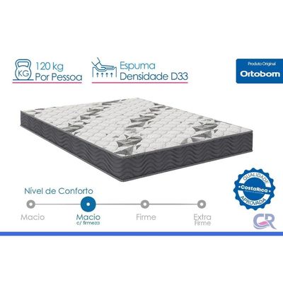 Colchão Casal Espuma Ortobom Ortopédico D33 Airtech100 138X188X18