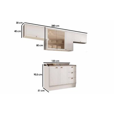 Cozinha Modulada Carraro 4 Peças Bella C4P253 Nogal/Cinza