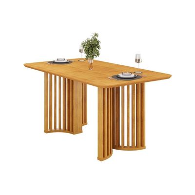 Mesa Jantar Luma c/Tampo MDF Curvo 170x90cm Cedro DJ Móveis