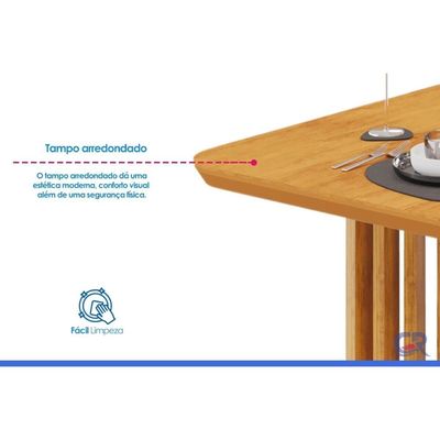 Mesa Jantar Luma c/Tampo MDF Curvo 170x90cm Cedro DJ Móveis
