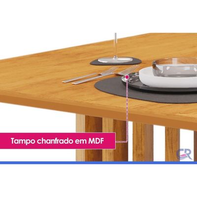 Mesa Jantar Luma c/Tampo MDF Curvo 170x90cm Cedro DJ Móveis