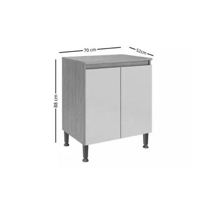 Balcão Cozinha Movelbento Rebeca c/2 Portas 80cm Mel/Cinza