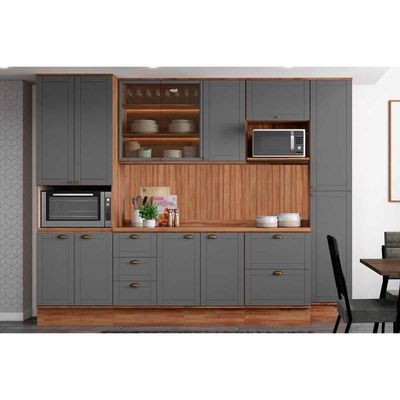 Cozinha Modulada Carraro Bella Carraro 9 Peças C9P41 Nogal/Cinza