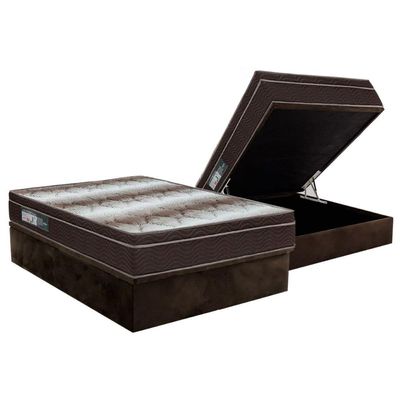 Cama Box Baú CRC Casal +Colchão Anatômico Ortopédico Light Ortobom 138