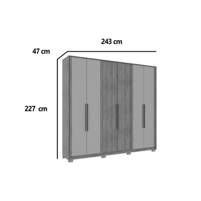 Guarda Roupa 6 Portas Everest Cedro/Salvia - Carraro