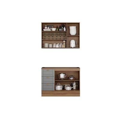 Kit Cozinha Carraro 2 Peças Bella C2P49 Nogal/Cinza
