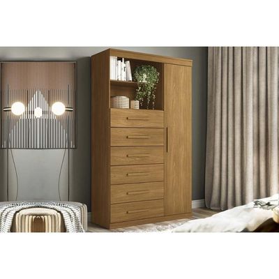 Cômoda Solteiro Marabá 1.6 c/1 Porta e 6 Gavetas Cinamomo - S. Andirá