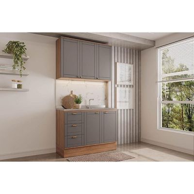 Kit Cozinha Carraro 2 Peças Bella C2P49 Nogal/Cinza