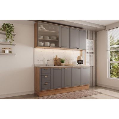 Cozinha Modulada Carraro Bella Carraro 4 Peças C4P249 Nogal/Cinza