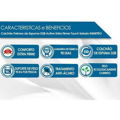 Colchão Solteiro D28 Anatômico Probel Ortopédico Extra Firme 78x188x22