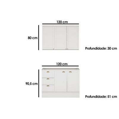 Cozinha Modulada Carraro Bella Carraro 2 Peças C2P49 Branco