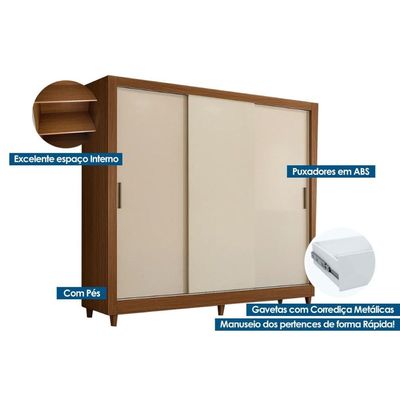 Guarda Roupa Casal 3 Portas França Jequitiba S. Andirá