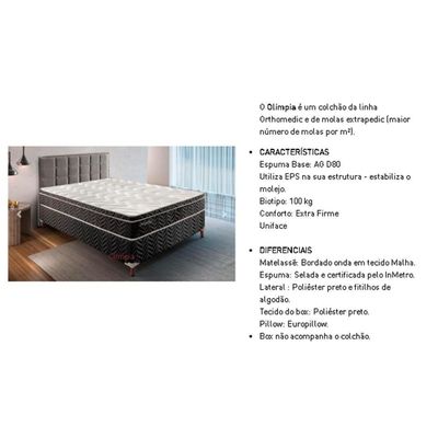 Cama Box Baú CRC Solteiro +Colchão Molas Bonnel Olímpia Paropas 88