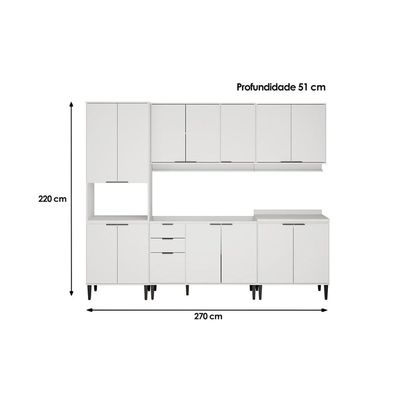 Cozinha Modulada Carraro 5 Peças Alpha C5P129 Branco
