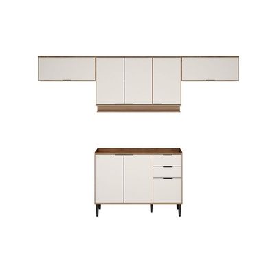 Cozinha Modulada Carraro 4 Peças Alpha C4P179 Freijo/Off White