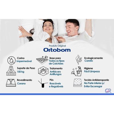 Cama Box Base Solteiro Ortobom Corano Clean 0.69x1,88x0,30
